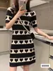 Vestido Casual Love Feminino Verão 2025 Novo Feminino Nicho Francês Estilo Hepburn Tricô Vestido Preto Pequeno