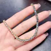 Venta al por mayor de fábrica Popular Pulsera de Topacio Natural Plata S925 Incrustada Piedra Principal 3*3 Joyería de Lujo Venta Directa de Fábrica