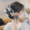 Presilha de Cabelo Rosa de Cetim Estilo Coreano para Rabo de Cavalo Completo, Grampo de Cabelo de Pérola de Alta Qualidade, Acessório de Cabelo Versátil para Mulheres