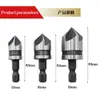 Juego de tres piezas de acero al carbono 90 grados Cuchillo avellanador 12mm19mm Avellanador broca avellanadora taladro para carpintería taladro para agujeros Dispositivo avellanador de cinco filos