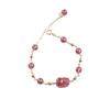 Pulsera de Moda Pixiu Pequeño Cristal de Fresa Natural Piedra Lunar Año Zodiacal de Mujer Pulsera Rellena de Oro de 14K Fresca y Moderna