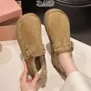 Zapatos Birkenstock Originales de Cuero con Suela Gruesa Totalmente Cerrados para Mujer Invierno Acolchados Gruesos Cálidos Slip-on Botas de Nieve Zapatos de Algodón con Piel