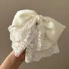 2025 Novo Presilha de Cabelo com Laço Floral de Renda para Rabo de Cavalo Branco Elegante Meio Preso Acessório de Cabelo