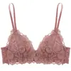 Ropa Interior Curiosa Estilo Francés para Mujer, Copa Fina, Copa de Triángulo Sexy de Encaje, Minimizador de Busto Grande, Push-Up, Conjunto de Sujetador sin Varillas