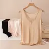Colete de Seda Amora Renda Decote V Camisola Roupa de Verão Feminina Tamanho Grande Sem Mangas Camisa Base Top
