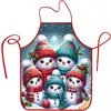 Nuevo delantal navideño transfronterizo, delantal de cocina navideño con estampado de muñeco de nieve, decoración de ambiente para fiesta navideña