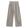 Calça Plissada com Listras Verticais e Cordão Estilo Old Money para Homens, Calça Casual Solta Preguiçosa de Verão, Calça Versátil de Perna Reta para o Dia a Dia
