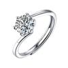 Anillo de diamantes de imitación con ocho corazones y ocho flechas para mujer, anillo de bodas clásico de seis garras de 1 quilate, anillo de diamantes de fábrica en stock al por mayor