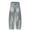 Jiayi Library Jeans Lavados de Barra Larga Estilo High Street Americano Novo 2025 para Homens e Mulheres