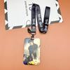 Conjunto de tarjetas periféricas de animación para estudiantes del campus con cordón para colgar en el cuello, deslizante, de plástico rígido, para control de acceso al metro, bolsa para credenciales para hombres