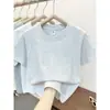 Nueva Camiseta Infantil de 200g de Alta Densidad con Triple Costura para Ropa Infantil, Cuello Redondo, Hombro Caído, Manga Corta, Diseño Liso, Se Puede Estampar con Logo