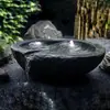 Fuente de Agua Corriente de Piedra Montaña Negra Cuenco de Piedra Paisaje Irregular Piedra Cruda Adorno de Paisaje Seco para Patio Manantial Borboteante Estilo Japonés