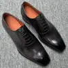 Zapatos de Cuero de Gama Alta para Hombre Piel Genuina Tallada Zapatos de Cuero para Traje Suela de Cuero Patrón de Cocodrilo Retro Zapatos de Cuero Formales de Negocios Zapatos de Boda para Hombre