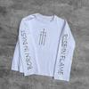 Y2K Casual Retro Estampa de Rua Gola Redonda Outono Inverno Camiseta Básica Manga Longa 2025 Top Solto Xadrez Masculino Feminino