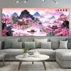 Aura Púrpura del Este Punto de Cruz Estilo Nuevo Pintura Decorativa para Sala de Estar Pintura de Paisaje Buena Suerte Bordado Impreso