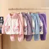 Nuevo Conjunto de Pijama para Niños Ropa de Casa Invierno Espeso Terciopelo de Coral Pijama para Hombres y Mujeres Conjunto de Dos Piezas
