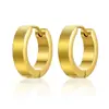 Brincos de Argola de Aço Titânio Unissex Atacado Argolas Hip Hop Banhadas a Ouro Huggie Brincos Masculinos para Homens e Mulheres