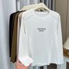 Camiseta Básica de Otoño para Hermana Gordita Talla Grande para Mujer 100kg Casual Corte Estéreo Delgado Camiseta de Manga Larga con Letra 4693