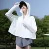 Atacado Verão 2026 Seda de Gelo Fio Cru Fina Camisa com Proteção Solar Roupa de Proteção Solar Feminina Aba com Cola Preta Proteção UV UPF50+