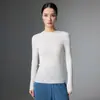 Suéter de Alta Calidad Listo para Usar de Lana 100% Pura Hilo Fino Cuello Redondo para Mujer, Suéter Base de Punto Hilo del Yangtsé Hilo Fino Sin Costuras Ajustado