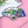 Imán de Nevera de Resina Jiangxi Lushan Wulaofeng Ciudad Regalo Abanico Imán de Nevera Souvenirs Turísticos Culturales y Creativos Listo en Stock