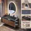 Gabinete de Banheiro Integrado Estilo Antigo em Nogueira Combinação de Banheiro Vaso Sanitário Lavatório de Rocha Madeira Maciça Pia Inteligente