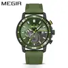 Reloj MEGIR para hombre con esfera grande, cronógrafo multifuncional, superventas transfronterizo, calendario, impermeable, luminoso, correa de silicona