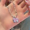 Collar Único de Mariposa de Colores con Cuentas para Niña, Cadena para Clavícula Linda de Dibujos Animados de Verano para Niños, Cadena de Cuello de Moda