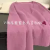 Suéter Azul de Punto Estilo Coreano Cuello en V Suéter de Punto para Mujer Ropa Exterior de Otoño e Invierno Estilo Holgado Perezoso Suéter Pulóver Suave Cera Top para Mujer