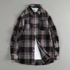 Nova Camisa Xadrez Retro Americana de Manga Longa para Homens, Nova Primavera e Outono Casual Solta Tendência Marca Versátil Camisa Top