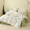 Lindo juego de cuatro piezas de franela de algodón de dibujos animados para otoño e invierno, funda de edredón de algodón puro engrosada, juego de ropa de cama de tres piezas cálido para dormitorio