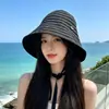 Sombrero de Pescador Rayado para Mujer Versátil Transpirable Nicho Casual Sombrero para el Sol Verano Nueva Llegada Moda Japonesa Sombrero de Pescador
