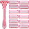 Navaja de afeitar manual de 6 capas para mujer, Rasuradora para depilación de todo el cuerpo para axilas y vello de las piernas, Incluye 36 cuchillas
