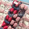 Laço de Tecido Xadrez Vermelho Doce e Fofo Scrunchie Jeans para Meninas, Prendedor de Cabelo, Faixa de Cabeça Infantil