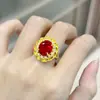 Anillo colgante, collar y pendientes de botón con diseño de girasol y diamantes de colores chapados en oro de 24 quilates, joyería de compromiso, oferta en línea