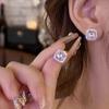 Aretes Cuadrados de Diamantes Brillantes para Mujer, Simples, Lujo Ligero, Elegantes, de Alta Gama, Aretes Nicho, Diseño de Diamantes Completos, Accesorios de Oreja Modernos y Versátiles, de Moda