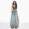 Jeans Azules Retro Americanos de Tiro Bajo y Pierna Ancha para Mujer, Estilo High Street Otoño 2026, Corte Holgado, Pantalones Rectos Adelgazantes Scimitar