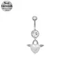 Gaibei Perforación Umbilical de Acero Inoxidable Transfronterizo Europeo y Americano Anillo para el Ombligo Forma de Corazón Hierba de Cuatro Hojas Hebilla para el Ombligo Dientes Exteriores Clavo Umbilical Venta Caliente