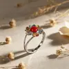 Anillo de Plata de Moda para Mujer Estilo Chino Nuevo Joyería para Manos Anillo de Plata S925 Incrustado Nan Hong Flores Pequeñas de Margarita Anillo Exquisito de Nicho