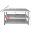 Mesa de trabajo de acero inoxidable, mesa de servicio para restaurante, estante de tres niveles para estufa, almacenamiento de cocina para cocinar, tabla de cortar, estufa para cortar verduras