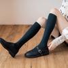 Meias de cor sólida Meias de punho médio e alto para crianças e meias até o joelho Japonês e coreano ins Internet Popular Wear Mori Style Retro Spring and Summer Cotton Socks