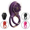 Anillo de bloqueo rosa vibrador masculino de 8 frecuencias carga por succión magnética impermeable masturbación juguetes sexuales para adultos venta al por mayor