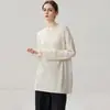 Suéter de punto de cachemira de manga larga, cuello redondo, longitud media, básico suelto, casual y versátil para mujer, para otoño e invierno.