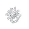 Anillo para Mujer Estilo Europeo y Americano con Circonita Microincrustada, Anillo de Joyería con Diseño Floral Colorido Dulce de Nicho