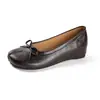 Zapatos Mary Jane de piel de oveja genuina para mujer con aumento de altura y lazo, sin cordones, cómodos, zapatos de una pieza, zapatos de pezuña de cerdo con punta dividida