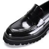 Mocasines de Suela Gruesa para Hombre de Cuero Genuino Slip-on Elevados de Charol Transpirables para Negocios Brillantes de Borde Abierto con Cuentas Zapatos de Cuero para Hombre