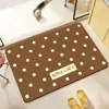 Tapete de Banheiro Cor Sólida com Bolinhas em Terra de Diatomáceas Estilo Coreano, Tapete para Pés Antiderrapante Absorvente para Box de Banheiro, Tapete de Porta de Secagem Rápida