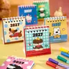 Nuevo Calendario de Escritorio Mini de Dibujos Animados 2027 con Patrones de Animales Lindos, Base Colorida, Bloc de Notas de Escritorio con Espiral, Decoración