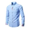 Transfronteiriça Primavera 2025 Novo Estilo Coreano Casual Tamanho Grande Camisa Masculina Casual Cor Sólida Camisa de Manga Longa Masculina para Negócios
