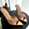 Zapatillas de Tacón Alto con Punta Fina, Tacón de Aguja, Encaje, Estilo Europeo y Americano, Color Champaña, Sandalias de Moda para Exteriores, con una Correa, Verano 2026
